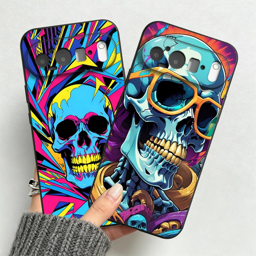Google Pixel 9 - غطاء هاتف بتصميم جمجمة نيون بوب