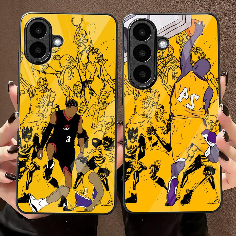 Samsung Galaxy A55 - جراب هاتف زجاجي بتصميم نجم كرة