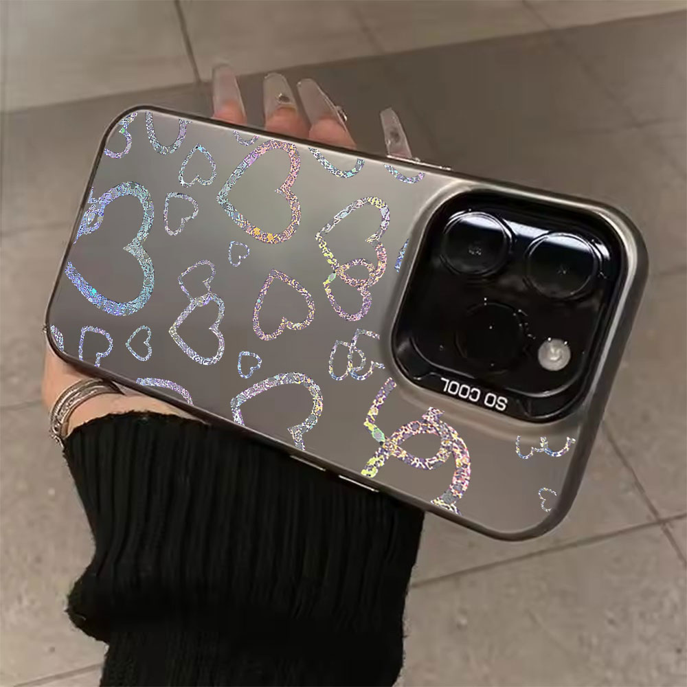 Apple Iphone 15 Pro Max - غطاء حماية مطبوع بتصميم قلب ملون