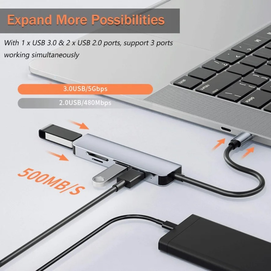 موزع USB-C 5/7/8 في 2 مع قارئ  - مراجعة Microsd Card Tablet وسعره