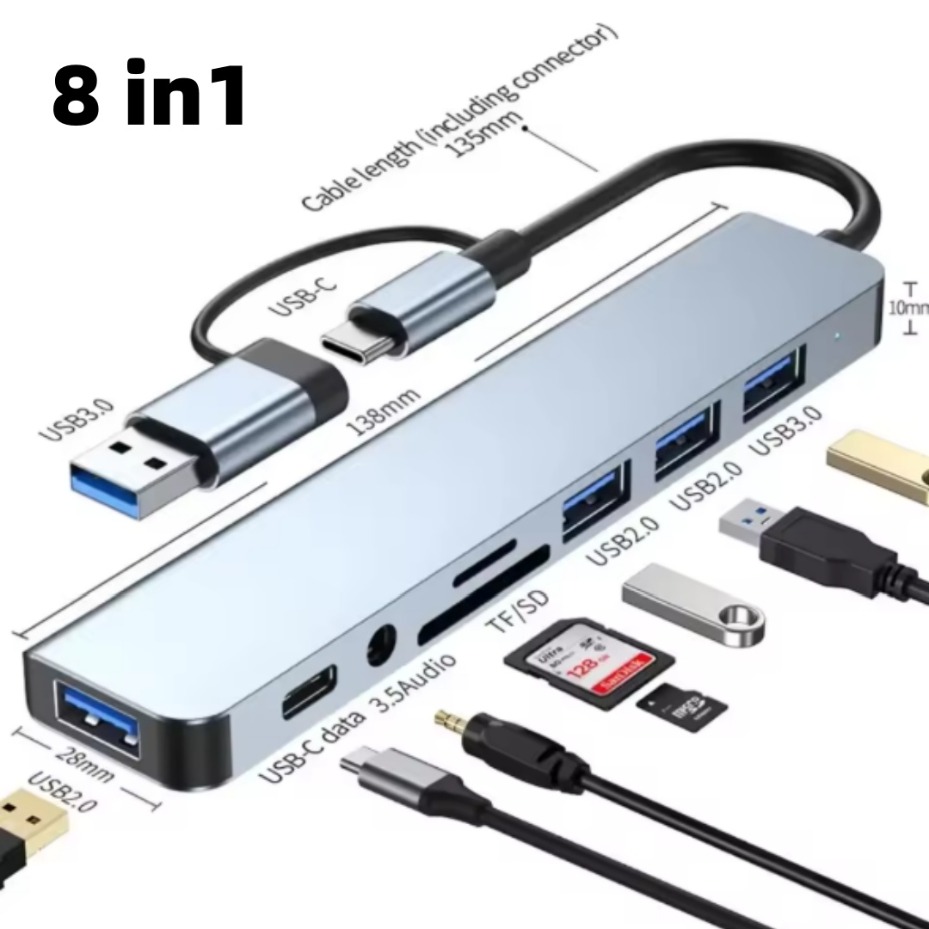 موزع USB-C 5/7/8 في 2 مع قارئ  - مراجعة Microsd Card Tablet وسعره