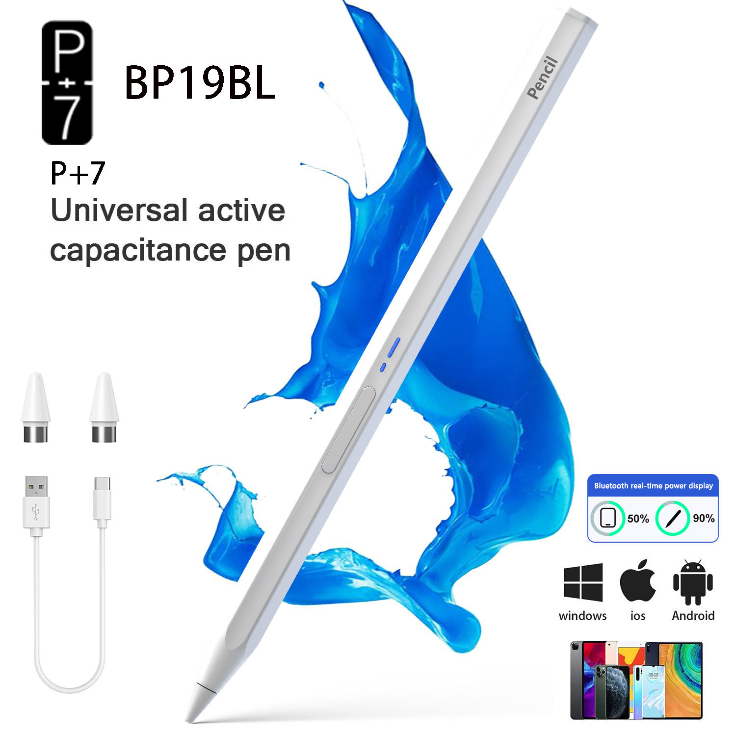 قلم ستايلس سداسي الشكل P+7 عال - مراجعة Tablet Stylus Accessories وسعره